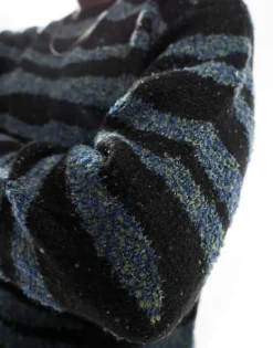 ONLY & SONS Crew Neck Drop Shoulder Jumper With Zebra Stripe In Black For Men -Modern Clothing Shop 206870493 3