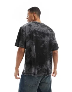 ONLY & SONS Oversized T-shirt With Athletic Logo In Washed Grey For Men Black -Modern Clothing Shop 206870954 3