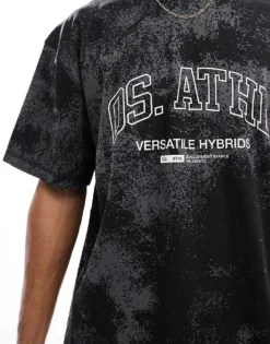 ONLY & SONS Oversized T-shirt With Athletic Logo In Washed Grey For Men Black -Modern Clothing Shop 206870954 4