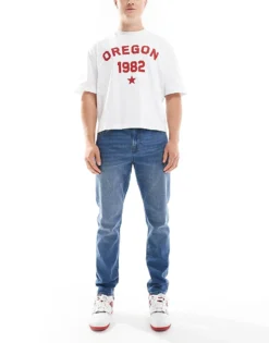 ONLY & SONS Slim Jeans In Mid Blue Wash For Men Medium Blue Denim