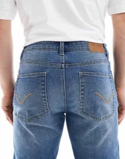 ONLY & SONS Slim Jeans In Mid Blue Wash For Men Medium Blue Denim -Modern Clothing Shop 206908294 4