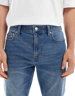 ONLY & SONS Slim Jeans In Mid Blue Wash For Men Medium Blue Denim -Modern Clothing Shop 206908294 5