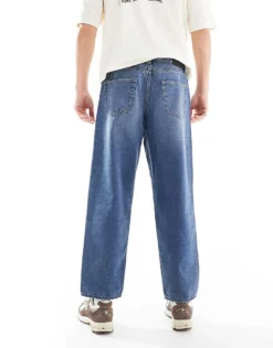 ONLY & SONS Baggy Fit Jeans In Mid Blue Wash For Men Medium Blue Denim -Modern Clothing Shop 206908380 4