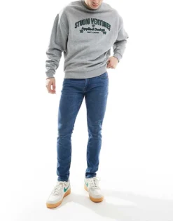 ONLY & SONS Skinny Fit Jeans In Mid Blue Wash For Men Medium Blue Denim -Modern Clothing Shop 206908410 1 mediumbluedenim 1