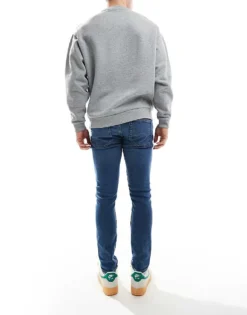 ONLY & SONS Skinny Fit Jeans In Mid Blue Wash For Men Medium Blue Denim -Modern Clothing Shop 206908410 3