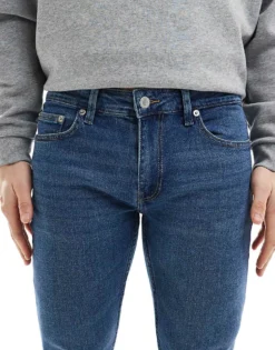 ONLY & SONS Skinny Fit Jeans In Mid Blue Wash For Men Medium Blue Denim -Modern Clothing Shop 206908410 5