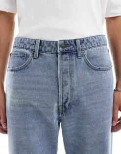 ONLY & SONS Loose Tapered Jeans In Light Blue Wash For Men Light Blue Denim -Modern Clothing Shop 206908583 5