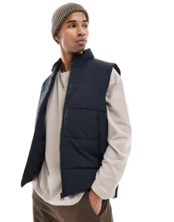 ONLY & SONS Funnel Neck Padded Gilet In Navy For Men Dark Navy -Modern Clothing Shop 206909346 1 darknavy 1