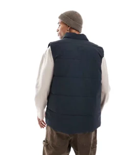 ONLY & SONS Funnel Neck Padded Gilet In Navy For Men Dark Navy -Modern Clothing Shop 206909346 4