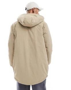 ONLY & SONS Water Repellent Hooded Parka In Beige For Men Chincilla -Modern Clothing Shop 206909347 4