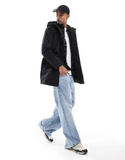 ONLY & SONS Water Repellent Hooded Parka In Black For Men