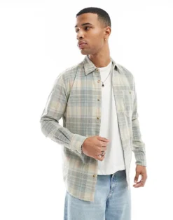 ONLY & SONS Regular Fit Yarn Dye Cord Shirt In Washed Blue Check For Men Silver Lining