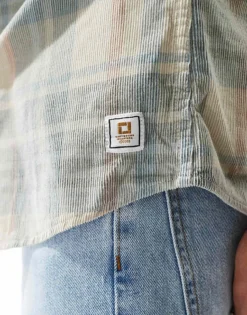 ONLY & SONS Regular Fit Yarn Dye Cord Shirt In Washed Blue Check For Men Silver Lining -Modern Clothing Shop 206910846 3