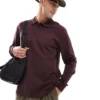 ONLY & SONS Relaxed Fit Long Sleeve Polo Sweater In Burgundy For Men Fudge