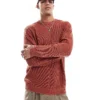 ONLY & SONS Oversized Knitted Jumper In Vintage Wash Red For Men Red Ochre