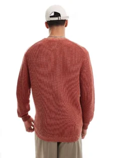 ONLY & SONS Oversized Knitted Jumper In Vintage Wash Red For Men Red Ochre -Modern Clothing Shop 206910860 4