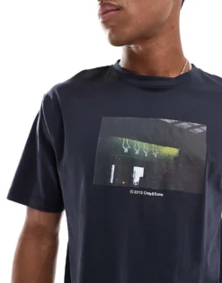 ONLY & SONS T-shirt With Photo Print In Navy For Men Dark Navy -Modern Clothing Shop 206910883 3