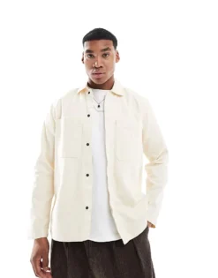 ONLY & SONS Canvas Utility Overshirt In Ecru For Men