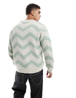 ONLY & SONS Brushed Chevron Cardigan In Stone For Men Moonstruck -Modern Clothing Shop 206911034 4