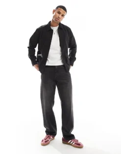 ONLY & SONS Canvas Jacket With Cord Collar In Black For Men