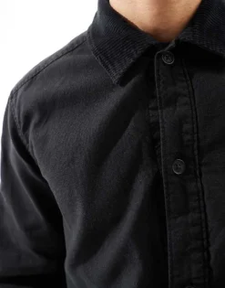 ONLY & SONS Canvas Jacket With Cord Collar In Black For Men -Modern Clothing Shop 206911043 3