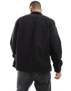 ONLY & SONS Canvas Jacket With Cord Collar In Black For Men -Modern Clothing Shop 206911043 4