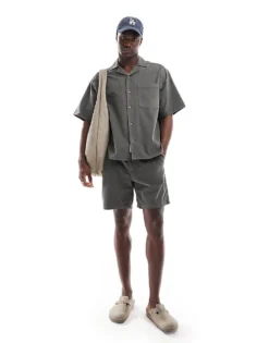 ONLY & SONS Fine Cord Short Co-ord In Grey