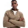 ONLY & SONS Ribbed Half Zip Jumper In Light Brown For Men Desert Taupe