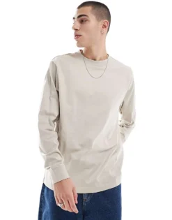 ONLY & SONS Long Sleeve T-shirt In Stone For Men Silver Lining