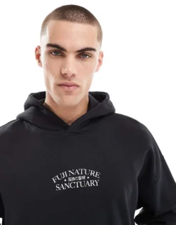 ONLY & SONS Oversized Hoodie With Sanctuary Back Print In Black For Men -Modern Clothing Shop 207483776 3