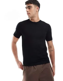 ONLY & SONS Short Sleeve Knit T-shirt In Black For Men