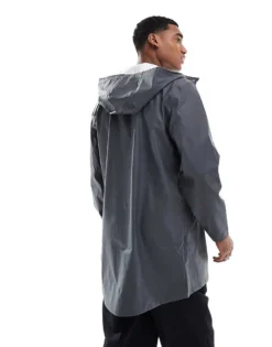 ONLY & SONS Rain Resistant Coat In Charcoal For Men Grey Pinstripe -Modern Clothing Shop 207654812 3