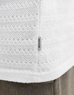 ONLY & SONS Textured Knit T-shirt In White For Men Cloud Dancer -Modern Clothing Shop 207654857 4