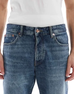 ONLY & SONS Edge Straight Jean In Vintage Blue Wash For Men Medium Blue Denim -Modern Clothing Shop 207654889 5