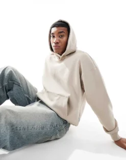 ONLY & SONS Vintage Fit Hoodie In Stone For Men String -Modern Clothing Shop 207654892 1 string 1