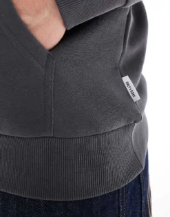 ONLY & SONS Hoodie In Charcoal For Men Grey Pinstripe -Modern Clothing Shop 207654931 4