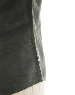 ONLY & SONS Short Sleeve Linen Mix Rever Collar Shirt In Dark Green For Men Kambaba -Modern Clothing Shop 207654983 4