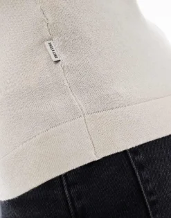 ONLY & SONS Short Sleeve Knit T-shirt In Beige For Men Silver Lining -Modern Clothing Shop 207655162 4