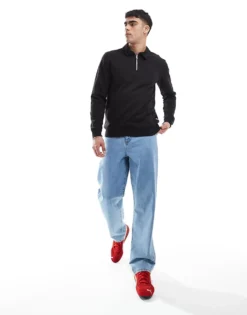 ONLY & SONS Half Zip Sweater In Black For Men -Modern Clothing Shop 207655389 4