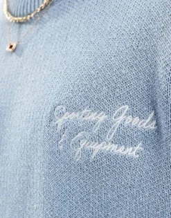 ONLY & SONS Relaxed Fit Jumper With Embroidery In Light Blue For Men Skyway -Modern Clothing Shop 207659369 3