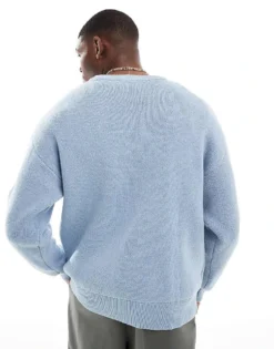 ONLY & SONS Relaxed Fit Jumper With Embroidery In Light Blue For Men Skyway -Modern Clothing Shop 207659369 4