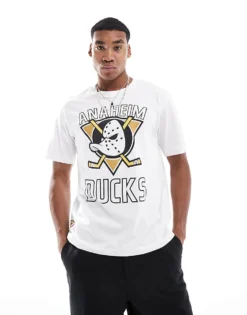 ONLY & SONS Relaxed Fit T-shirt With Anaheim Ducks Print In White For Men White Anaheim
