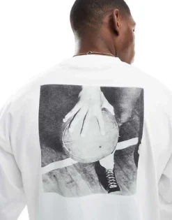 ONLY & SONS Boxy Fit Long Sleeve T-shirt With Basketball Back Print In White For Men Cloud Dancer -Modern Clothing Shop 207659409 1 clouddancer 1