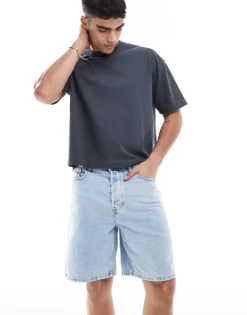 ONLY & SONS Loose Fit Denim Short In Light Blue Wash For Men Light Blue Denim