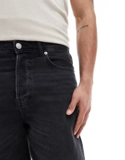 ONLY & SONS Loose Fit Denim Short In Washed Black For Men -Modern Clothing Shop 207659487 3