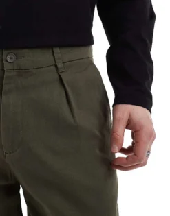 ONLY & SONS Pleated Wide Leg Trouser In Khaki For Men Olive Night -Modern Clothing Shop 207748334 5