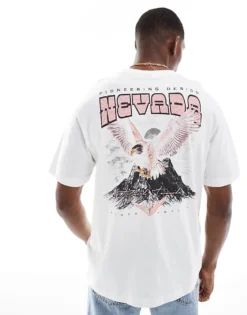ONLY & SONS Oversized T-shirt With Nevada Back Print In White For Men -Modern Clothing Shop 207918080 1 white 1