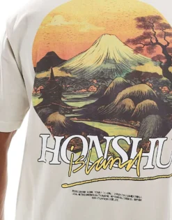 ONLY & SONS Oversized T-shirt With Honshu Back Print In Taupe For Men Silver Lining -Modern Clothing Shop 207918091 3