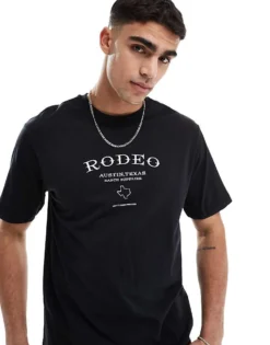 ONLY & SONS Oversized T-shirt With Rodeo Back Print In Black For Men -Modern Clothing Shop 207918102 4