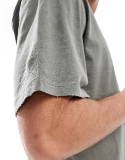 ONLY & SONS Distressed T-shirt In Khaki For Men Castor Grey -Modern Clothing Shop 207918214 3